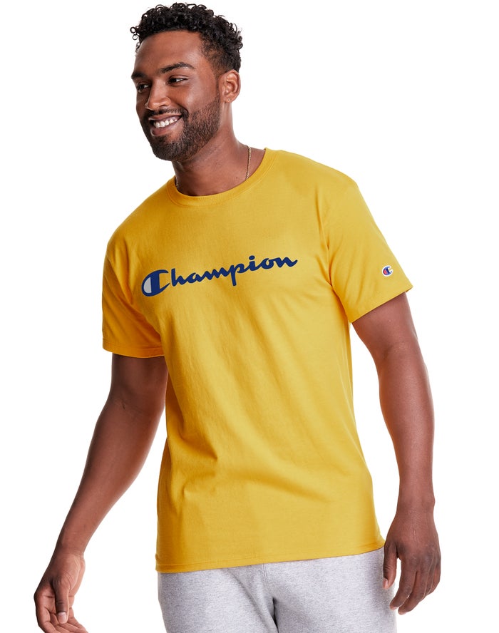 Champion Classic Jersey Script Logo - Miesten Keltainen T-Paita - Suomi 3549802-DT